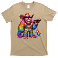 Funny Rainbow Pride Bigfoot Reading Book With Heart Glasses T-Shirt