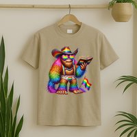 Funny Rainbow Pride Bigfoot Reading Book With Heart Glasses T-Shirt