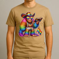 Funny Rainbow Pride Bigfoot Reading Book With Heart Glasses T-Shirt
