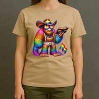 Funny Rainbow Pride Bigfoot Reading Book With Heart Glasses T-Shirt