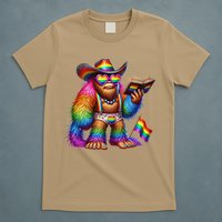 Funny Rainbow Pride Bigfoot Reading Book With Heart Glasses T-Shirt
