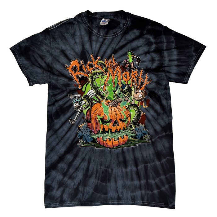 Funny Rick Pumpkin Halloween Tie-Dye T-Shirt