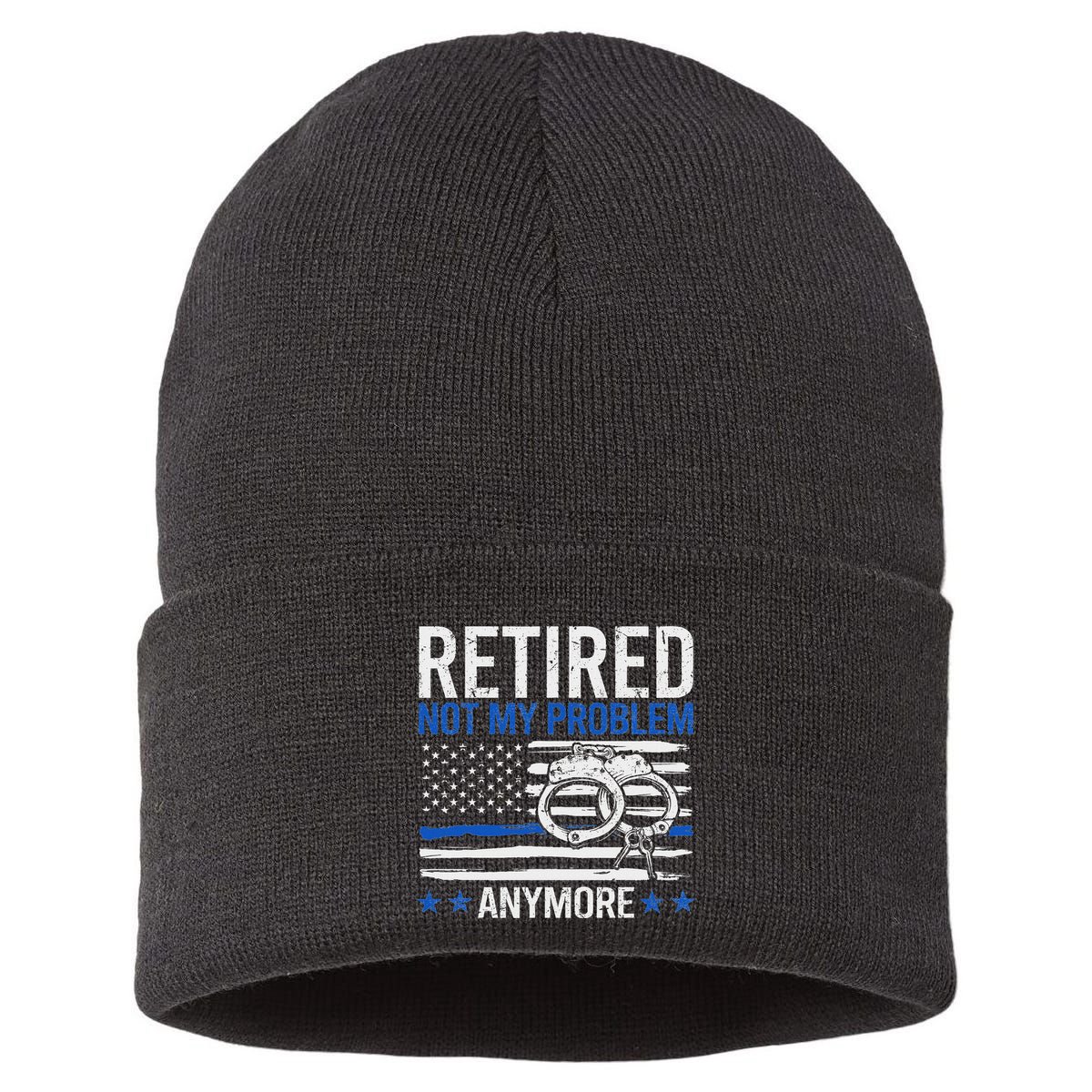 Funny Retired Police Officer Law Enforcement Retirement Sustainable Knit Beanie