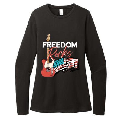 Freedom Rocks Patriotic American Flag Outfit 4th Of July Gift Womens CVC Long Sleeve Shirt