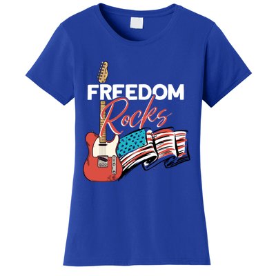 Freedom Rocks Patriotic American Flag Outfit 4th Of July Gift Women's T-Shirt