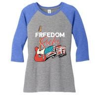 Freedom Rocks Patriotic American Flag Outfit 4th Of July Gift Women's Tri-Blend 3/4-Sleeve Raglan Shirt