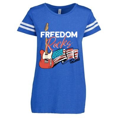 Freedom Rocks Patriotic American Flag Outfit 4th Of July Gift Enza Ladies Jersey Football T-Shirt