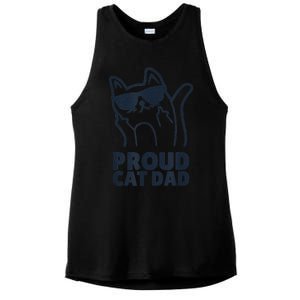 Funny Retro Proud Cat Dad Showing The Finger For Cat Lovers Ladies PosiCharge Tri-Blend Wicking Tank