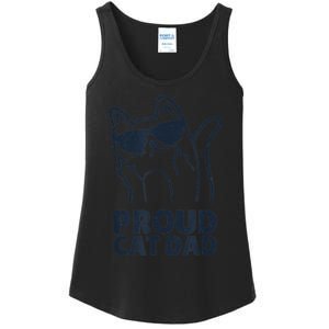 Funny Retro Proud Cat Dad Showing The Finger For Cat Lovers Ladies Essential Tank