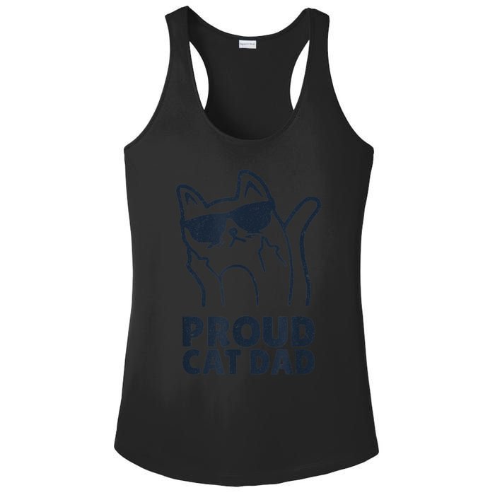 Funny Retro Proud Cat Dad Showing The Finger For Cat Lovers Ladies PosiCharge Competitor Racerback Tank