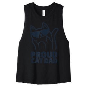 Funny Retro Proud Cat Dad Showing The Finger For Cat Lovers Women's Racerback Cropped Tank