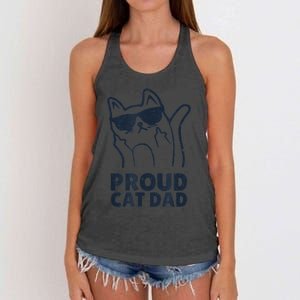 Funny Retro Proud Cat Dad Showing The Finger For Cat Lovers Women's Knotted Racerback Tank