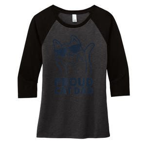 Funny Retro Proud Cat Dad Showing The Finger For Cat Lovers Women's Tri-Blend 3/4-Sleeve Raglan Shirt