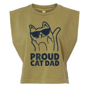 Funny Retro Proud Cat Dad Showing The Finger For Cat Lovers Garment-Dyed Women's Muscle Tee