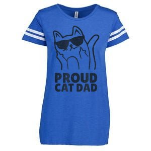 Funny Retro Proud Cat Dad Showing The Finger For Cat Lovers Enza Ladies Jersey Football T-Shirt