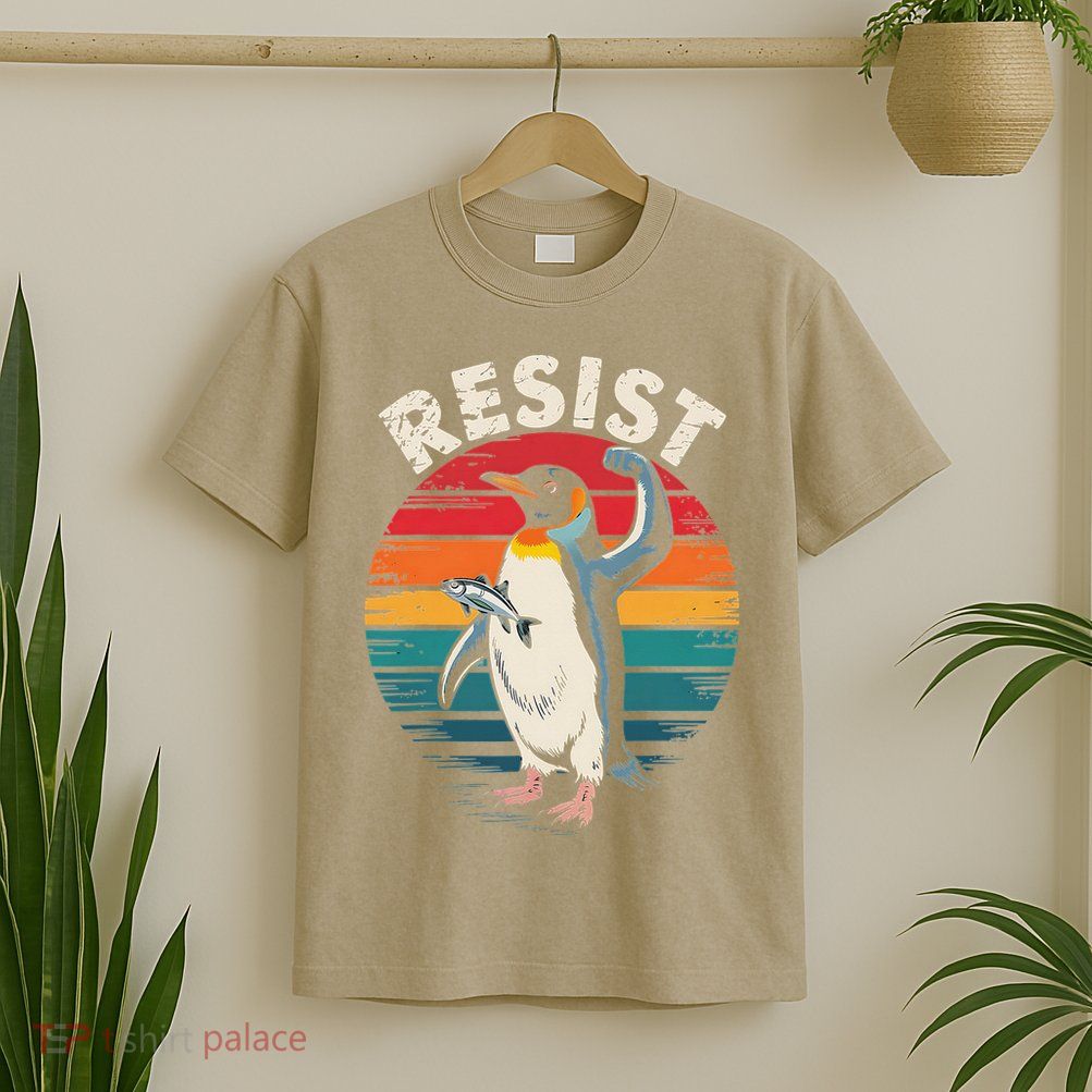 Funny Resist Penguin Activism Graphic We Stand With T-Shirt