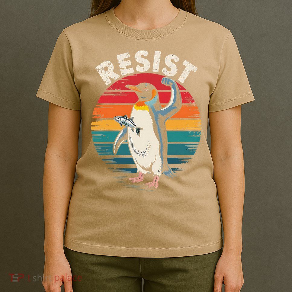 Funny Resist Penguin Activism Graphic We Stand With T-Shirt