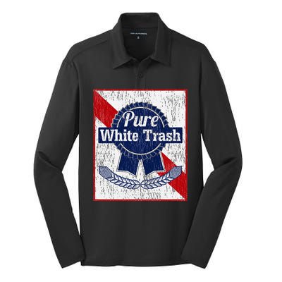 Funny Redneck Pure White Trash Silk Touch Performance Long Sleeve Polo