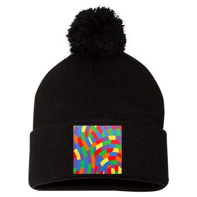 Fun Rise Pattern Pom Pom 12in Knit Beanie