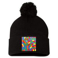 Fun Rise Pattern Pom Pom 12in Knit Beanie