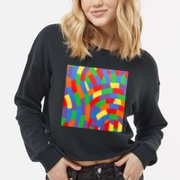Fun Rise Pattern Cropped Pullover Crew