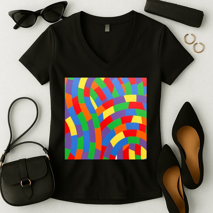 Fun Rise Pattern Women's V-Neck T-Shirt