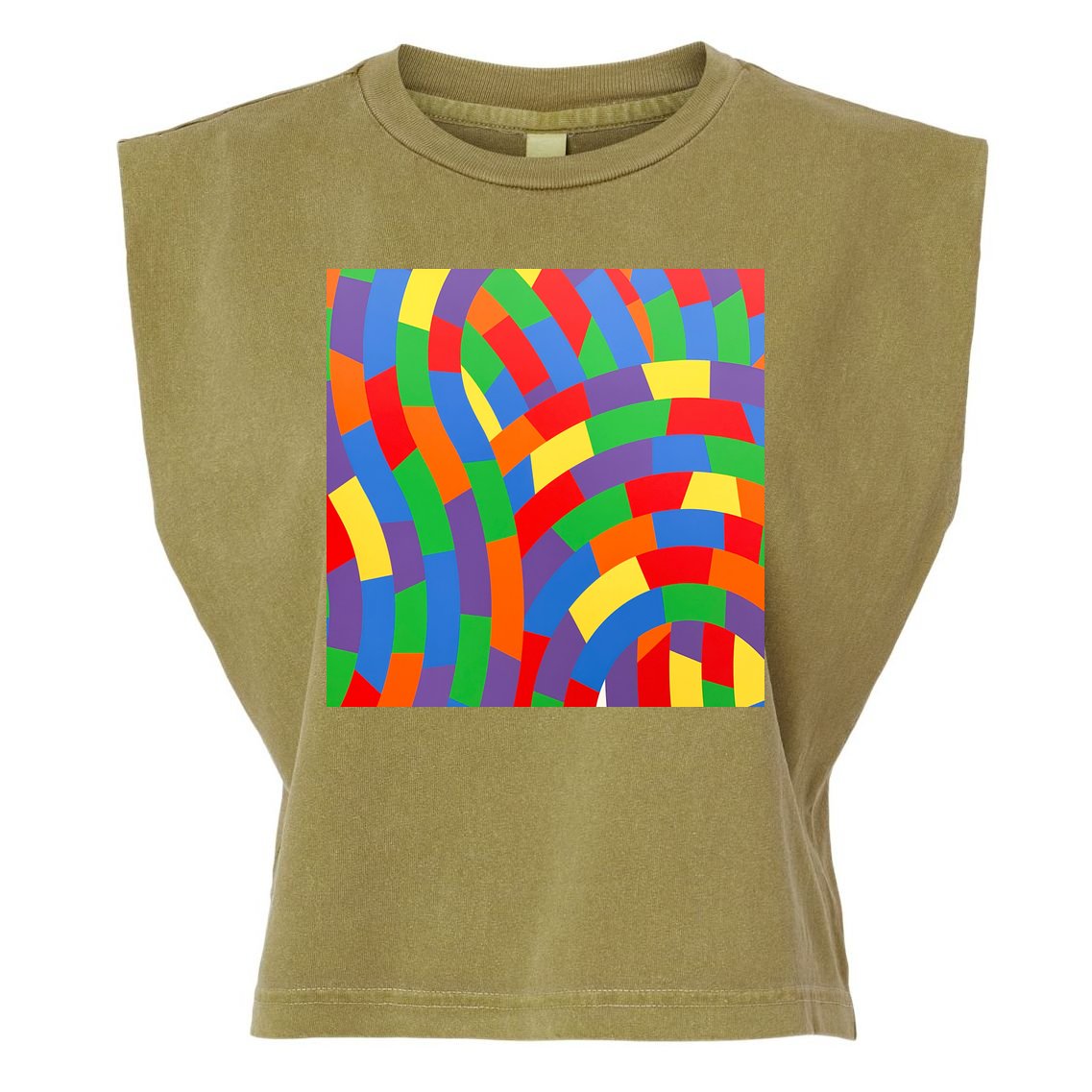 Fun Rise Pattern Garment-Dyed Women's Muscle Tee