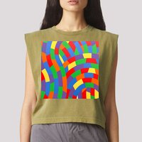 Fun Rise Pattern Garment-Dyed Women's Muscle Tee