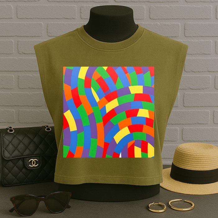 Fun Rise Pattern Garment-Dyed Women's Muscle Tee