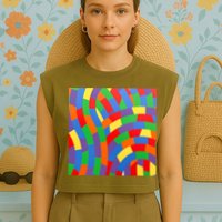 Fun Rise Pattern Garment-Dyed Women's Muscle Tee