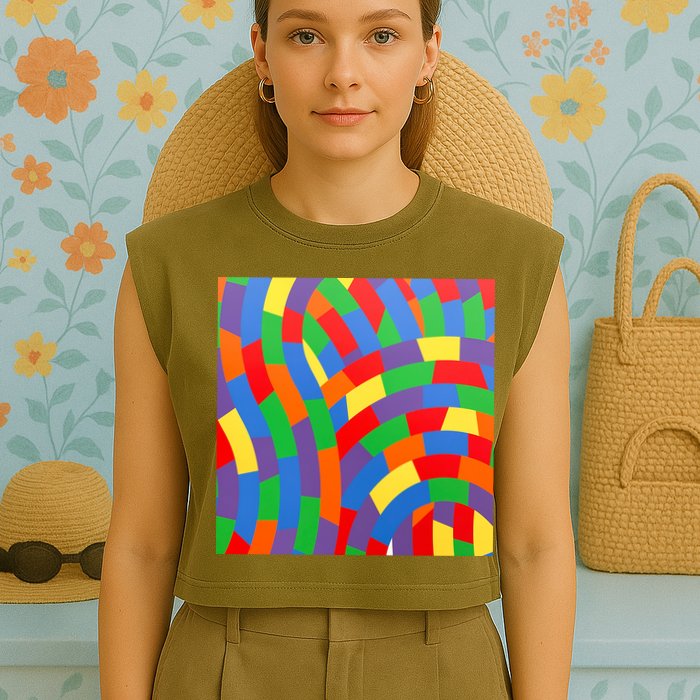 Fun Rise Pattern Garment-Dyed Women's Muscle Tee