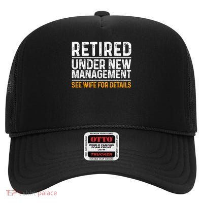 Funny Retirement Party Men's Dad Humor, Fit, Short Sleeve Black High Crown Mesh Back Trucker Hat