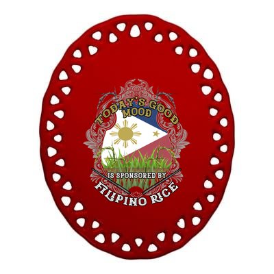 Filipino Rice Pinoy Puns Philippines Gift Ceramic Oval Ornament