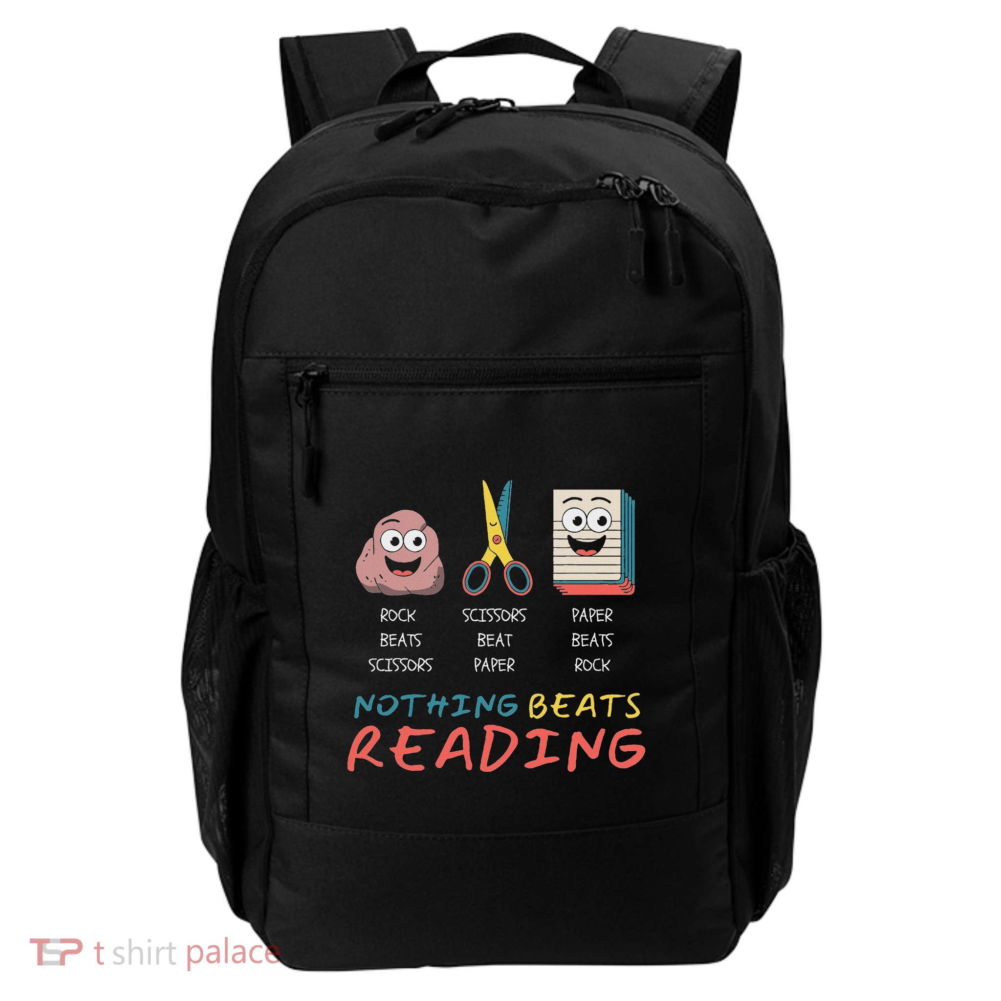 Funny Rock Paper Scissors Nothing Beats Reading Daily Commute Backpack