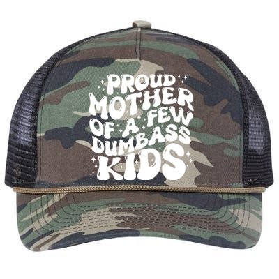 Funny Retro Proud Mother Of A Few Dumbass Kids Mothers Day Retro Rope Trucker Hat Cap