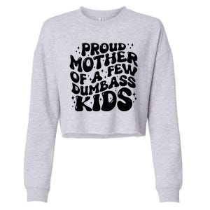 Funny Retro Proud Mother Of A Few Dumbass Kids Mothers Day Cropped Pullover Crew