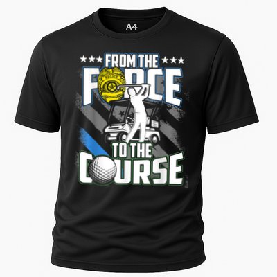 Funny Retired Police Officer Golf Retirement Gift Cooling Performance Crew T-Shirt