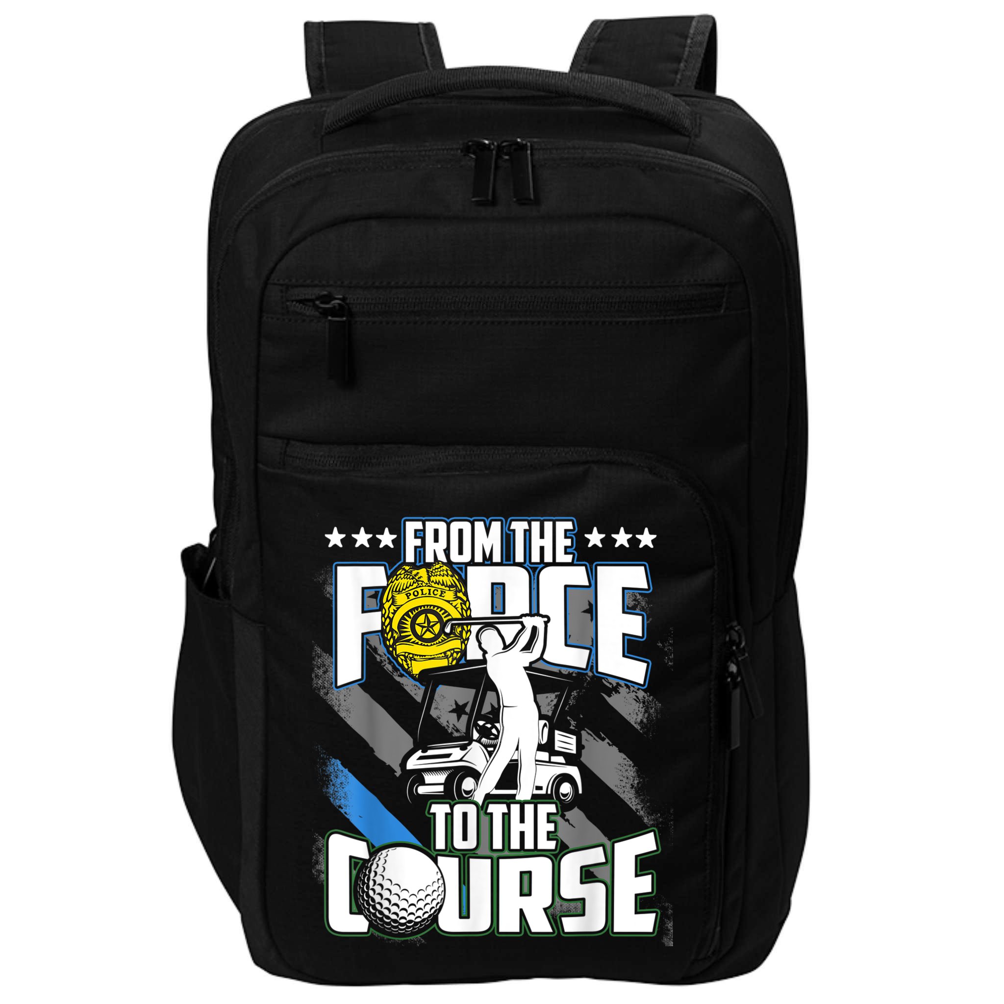 Funny Retired Police Officer Golf Retirement Gift Impact Tech Backpack