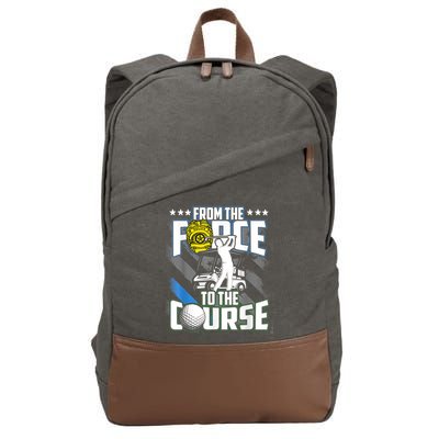 Funny Retired Police Officer Golf Retirement Gift Cotton Canvas Backpack