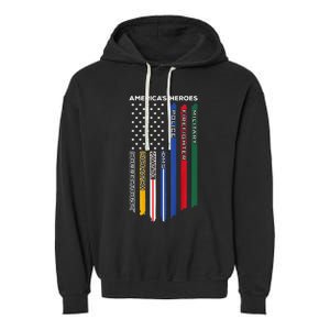 First Responders Police Military Firefighter Nurse Garment-Dyed Fleece Hoodie