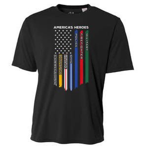 First Responders Police Military Firefighter Nurse Cooling Performance Crew T-Shirt