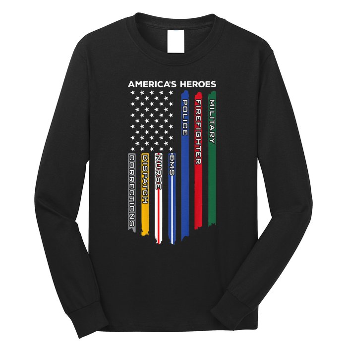 First Responders Police Military Firefighter Nurse Long Sleeve Shirt