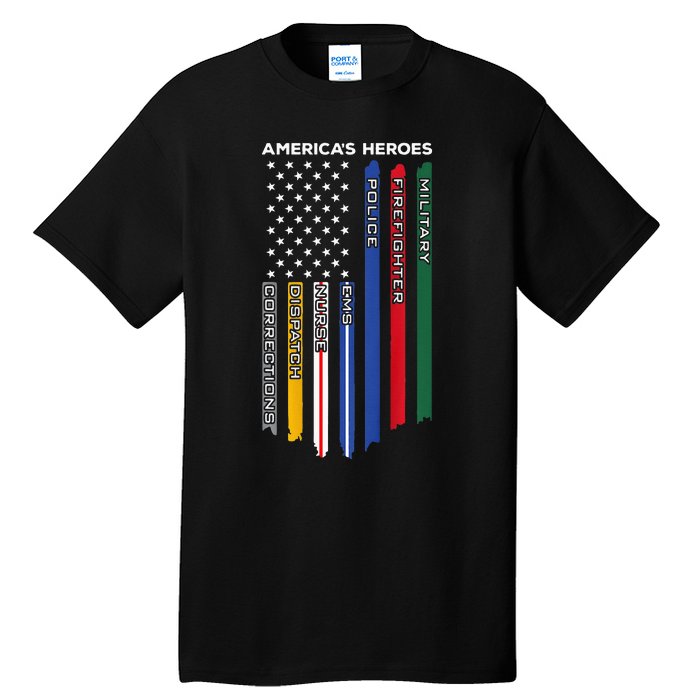 First Responders Police Military Firefighter Nurse Tall T-Shirt