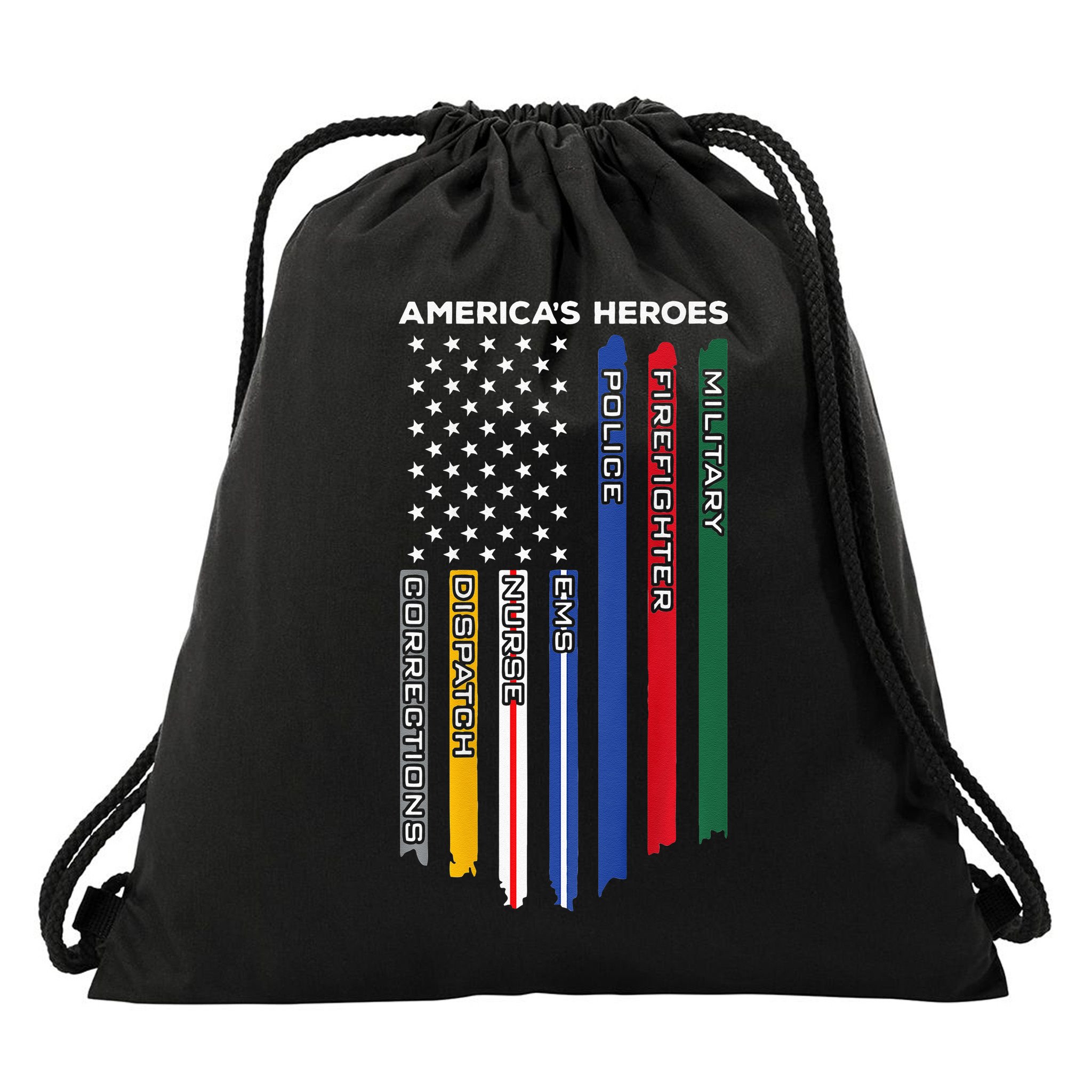 First Responders Police Military Firefighter Nurse Drawstring Bag