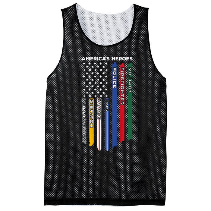 First Responders Police Military Firefighter Nurse Mesh Reversible Basketball Jersey Tank