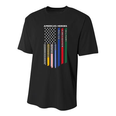 First Responders Police Military Firefighter Nurse Youth Performance Sprint T-Shirt