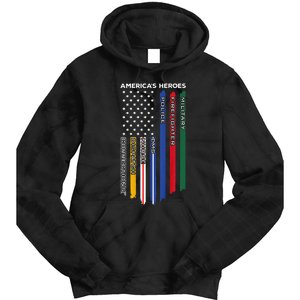 First Responders Police Military Firefighter Nurse Tie Dye Hoodie