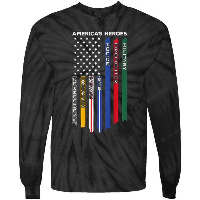 First Responders Police Military Firefighter Nurse Tie-Dye Long Sleeve Shirt