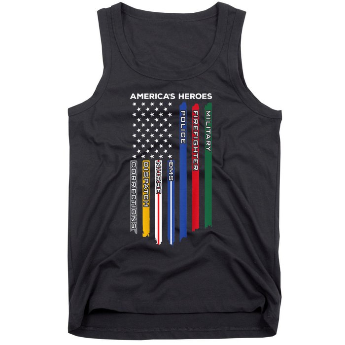 First Responders Police Military Firefighter Nurse Tank Top