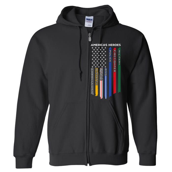 First Responders Police Military Firefighter Nurse Full Zip Hoodie